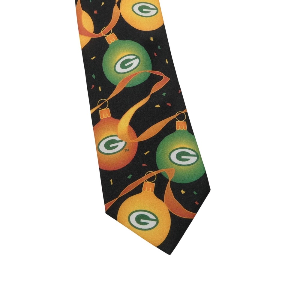 Vintage Green Bay Packers Neck Tie Mens One Size Black NFL Football Ralph Marlin
